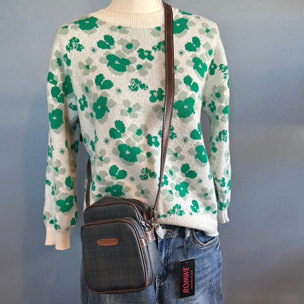 Loft Green Floral Sweater
